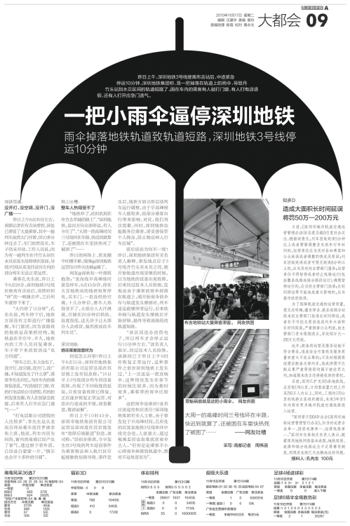一把小 雨伞逼停 深圳 地铁 -南方都市报·奥一网