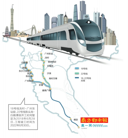 广州地铁18、22号线计划分段建设分段开通-南