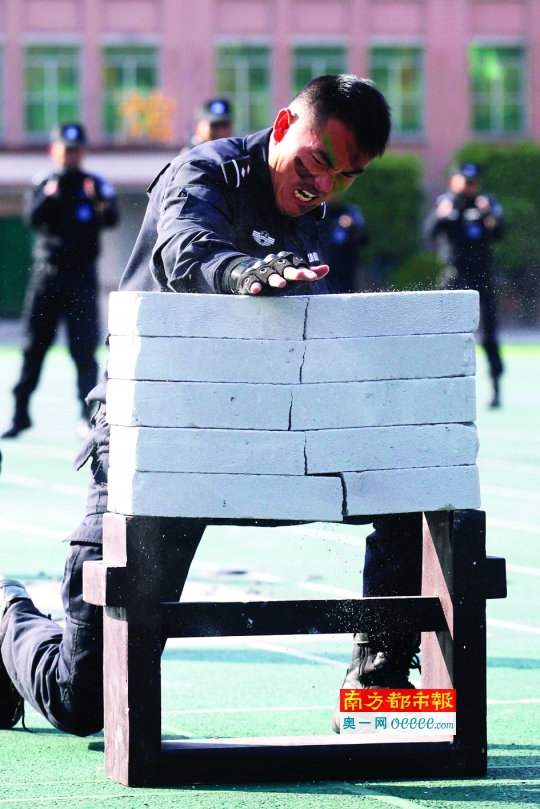 特警硬功 掌劈五砖-南方都市报·奥一网