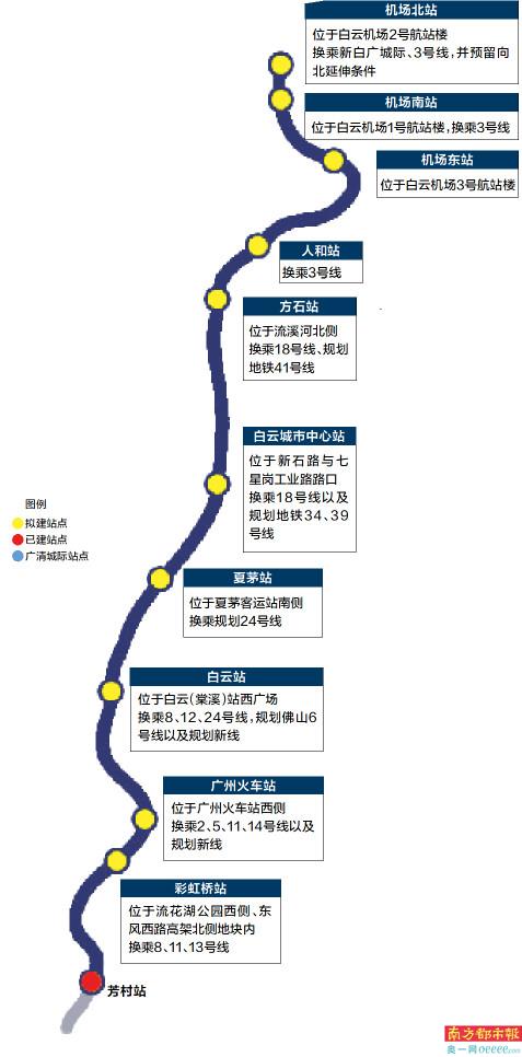 广州机场快线线路图图片